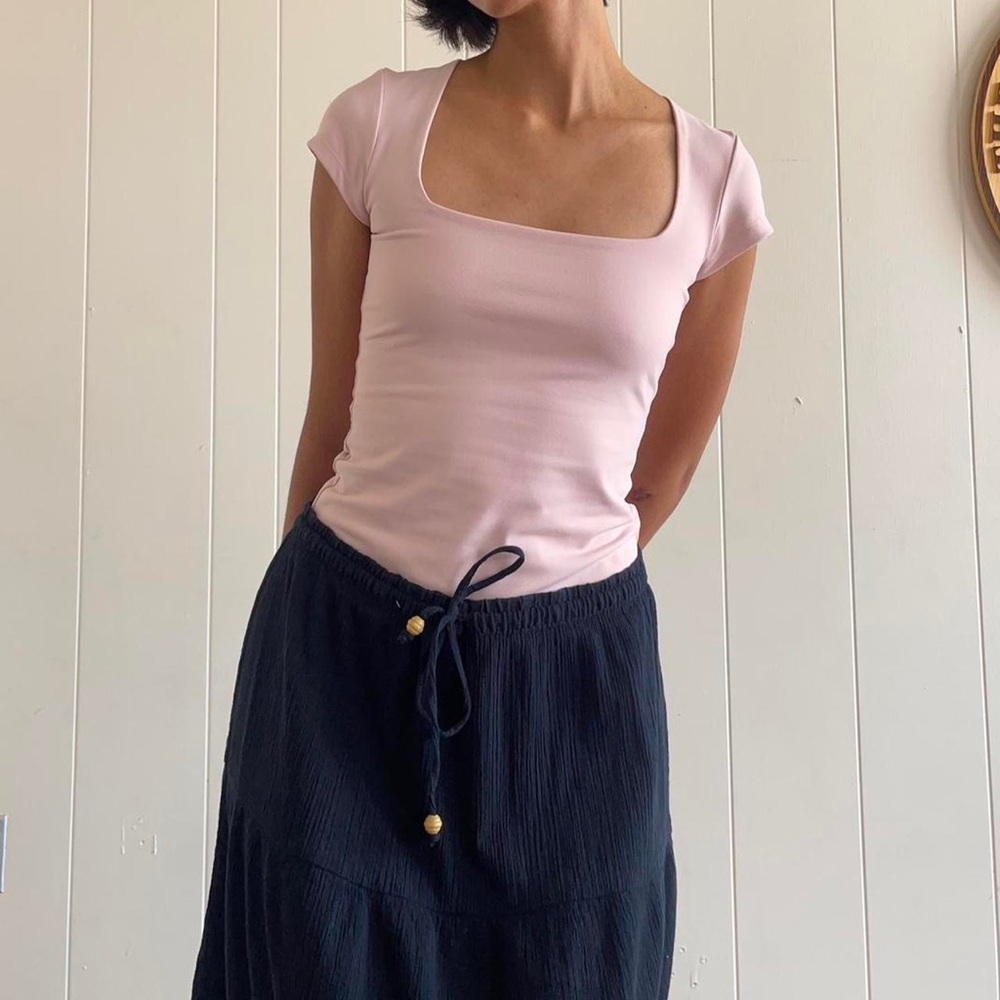 Free people baby pink square neckline bodysuit